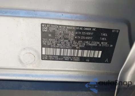 2019 Toyota Rav4 Le z USA, uszkodzony, nr VIN 2T3G1RFV0KC034023